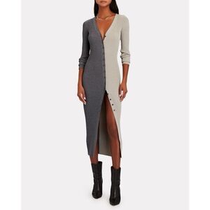 Staud Shoko Colorblock Body-Con Sweater Dress Grey Women’s Size M
